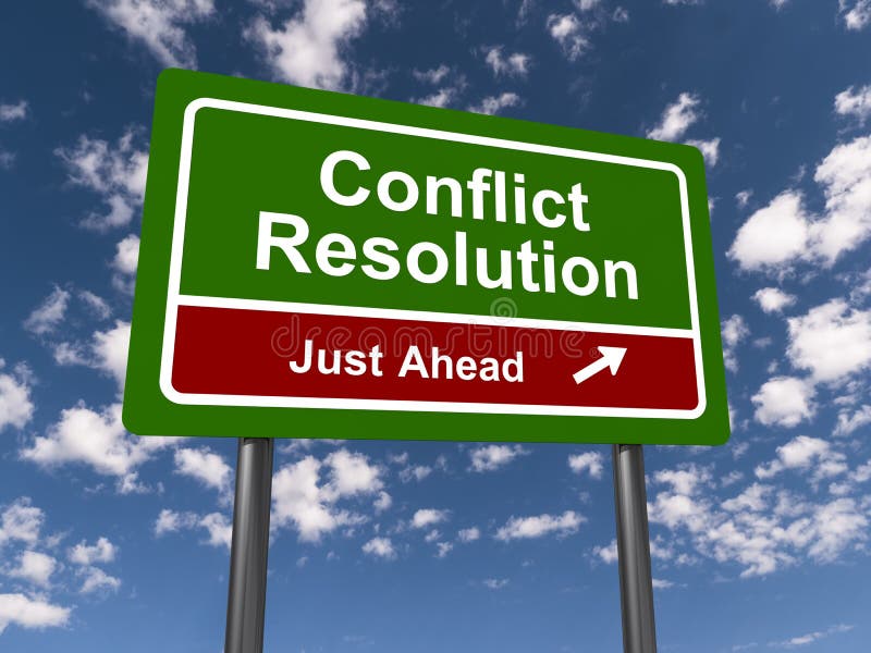 Segno della strada principale di risoluzione del conflitto