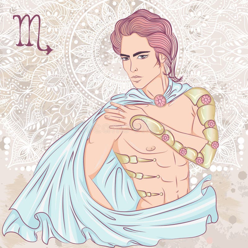 Uomo Scorpione Che Si Sta Innamorando Segno Dello Scorpione Come Uomo Illustrazione Vettoriale