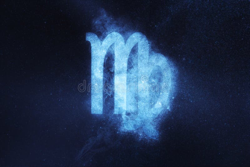 Segno dello zodiaco del Vergine Fondo astratto del cielo notturno fotografia stock Segno dello zodiaco del Vergine Fondo astratto del cielo notturno fotografia stock