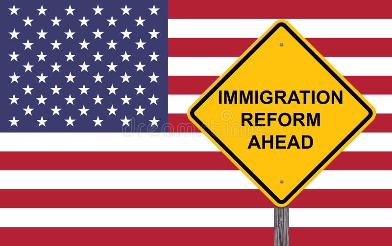 Segno di cautela di riforma di immigrazione avanti royalty illustrazione gratis Segno di cautela di riforma di immigrazione avanti royalty illustrazione gratis