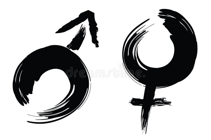 Calligraphy brush stroke design of male and female sign. Calligraphy brush stroke design of male and female sign.