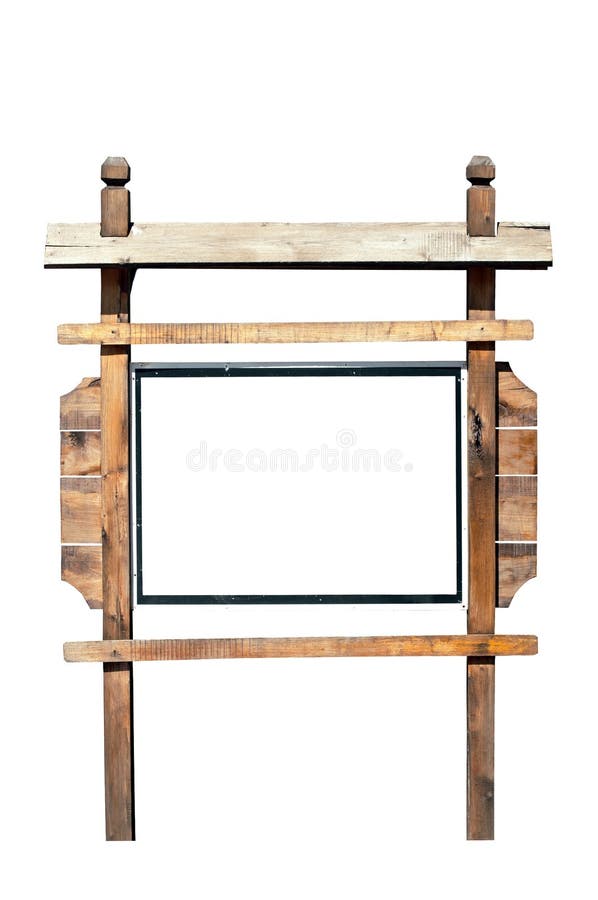 Segno di legno vuoto del tabellone per le affissioni isolato su bianco fotografia stock libera da diritti Segno di legno vuoto del tabellone per le affissioni isolato su bianco fotografia stock libera da diritti