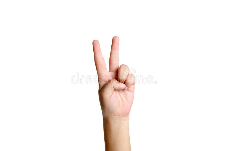 Female hand making a peace sign. Female hand making a peace sign