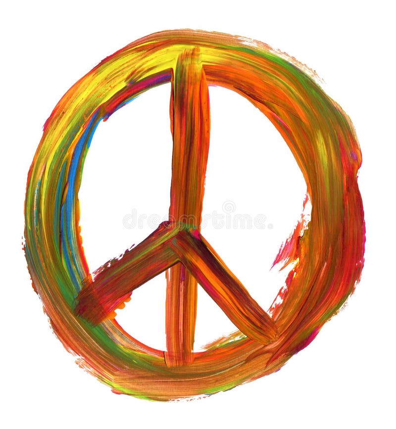 Hand painted peace sign isolated on pure white background. Hand painted peace sign isolated on pure white background