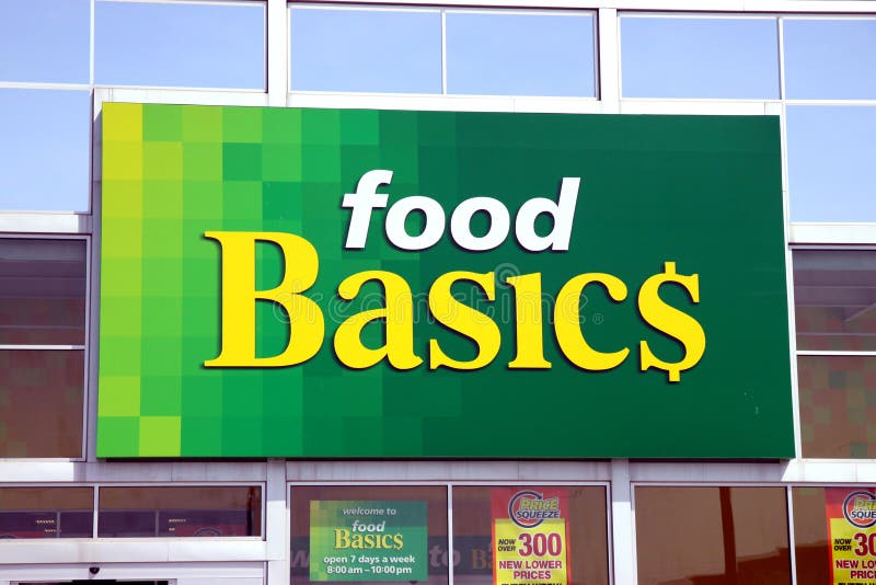 A Food Basics supermarkets sign in Ontario, Canada. A Food Basics supermarkets sign in Ontario, Canada.