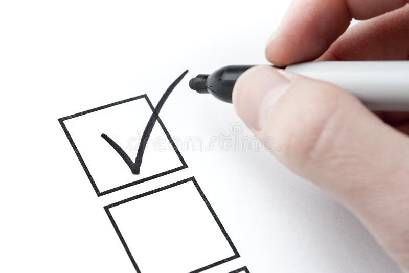 Segno di spunta e casella con scrittura della mano fotografie stock Segno di spunta e casella con scrittura della mano fotografie stock