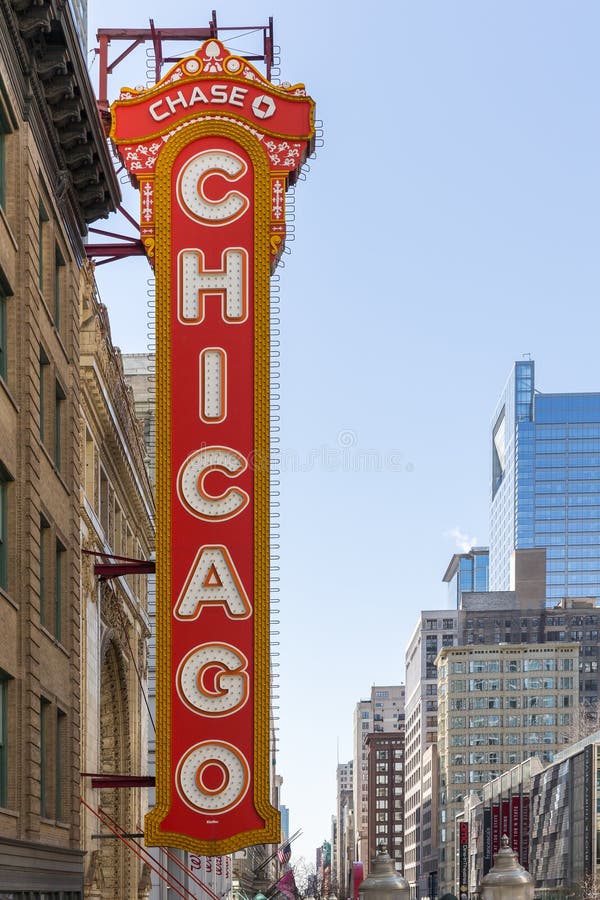 Segno iconico del teatro di Chicago immagine stock libera da diritti Segno iconico del teatro di Chicago immagine stock libera da diritti