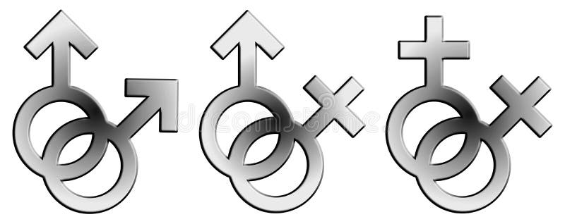 Embossed sign / symbol of male and female, straight, gay and lesbian. Embossed sign / symbol of male and female, straight, gay and lesbian.