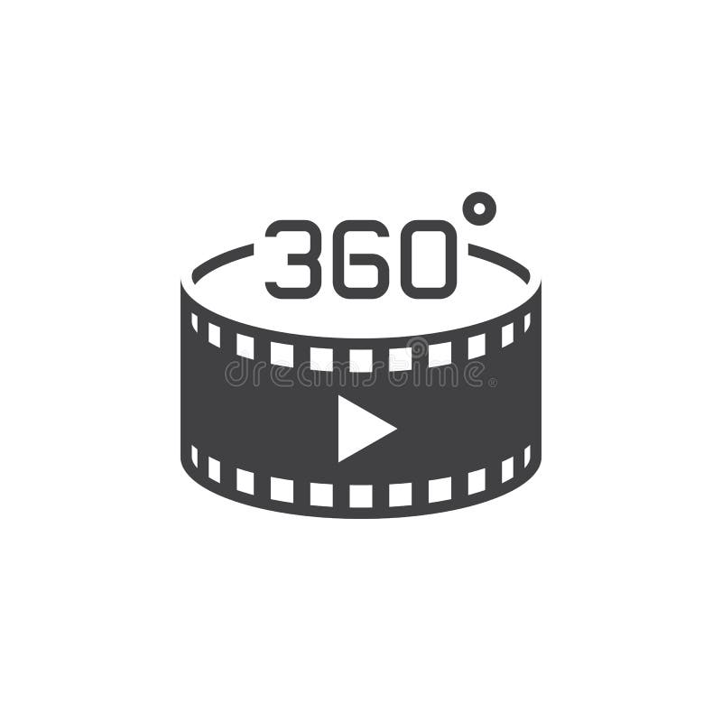 segno panoramico da 360 gradi un video icona di vettore, illustr solido di logo illustrazione di stock segno panoramico da 360 gradi un video icona di vettore, illustr solido di logo illustrazione di stock