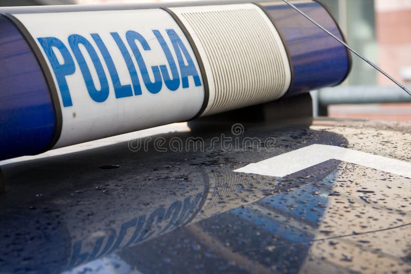 Segno polacco del volante della polizia fotografia stock libera da diritti Segno polacco del volante della polizia fotografia stock libera da diritti