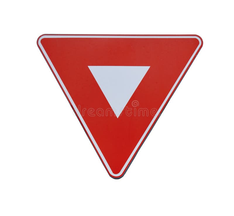 Segno rosso di coordinazione di traffico stradale del triangolo isolato fotografia stock Segno rosso di coordinazione di traffico stradale del triangolo isolato fotografia stock