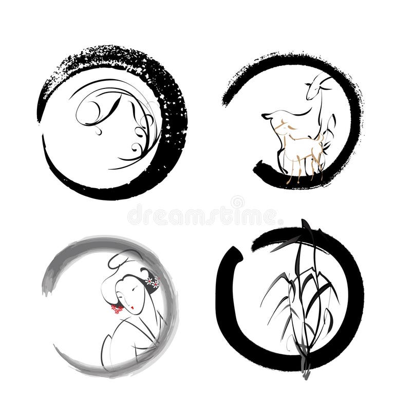 Segno simbolico quattro di buddismo illustrazione di stock Segno simbolico quattro di buddismo illustrazione di stock