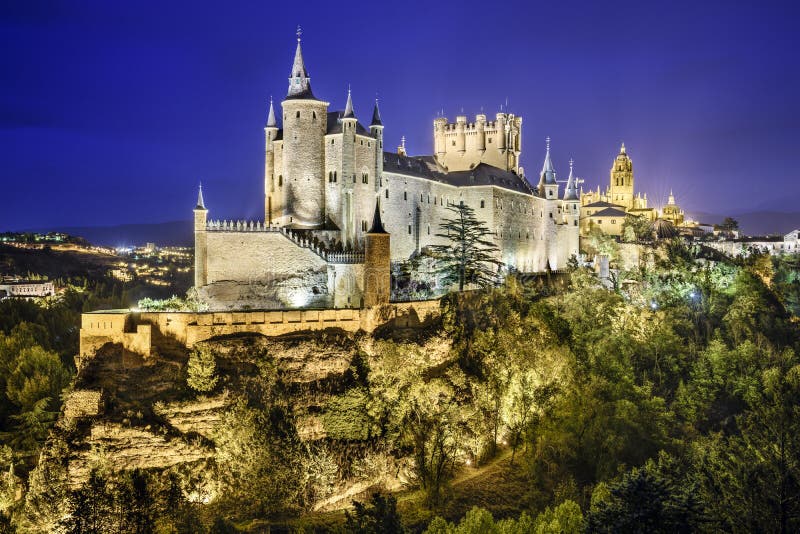 Segovia, Spain Alcazar at Night Stock Image Image of medieval, europe 46026301