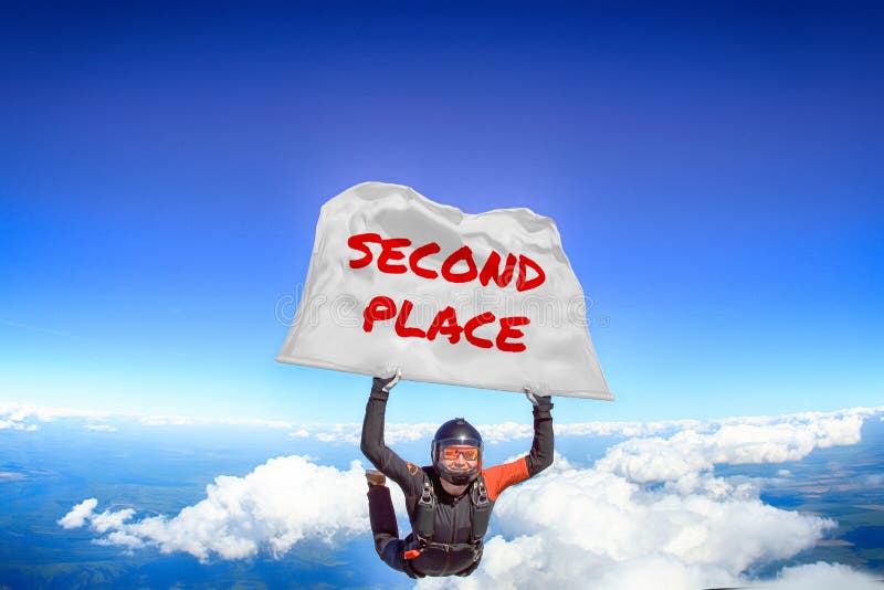 Segundo lugar Bandera en el paracaidismo Gente en caída libre Skydiver de Teampleat Deporte extremo