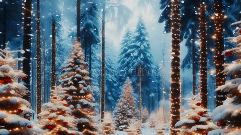12 segundos tema de navidad de los bosques nevados hd video 1920 1080 ilustración del vector