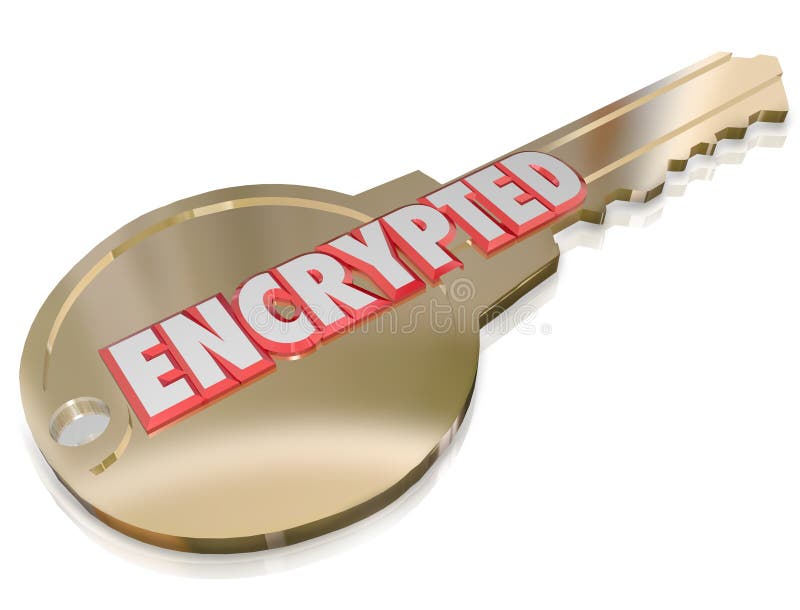 The word Encrypted on a gold key to illustrate computer network cyber crime prevention and security encoding algorithms using information technology techniques to guard against hacking. The word Encrypted on a gold key to illustrate computer network cyber crime prevention and security encoding algorithms using information technology techniques to guard against hacking