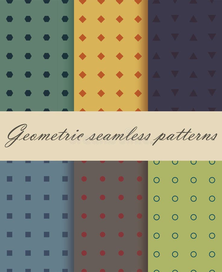 Sei modelli senza cuciture geometrici Modelli d'annata illustrazione vettoriale Sei modelli senza cuciture geometrici Modelli d'annata illustrazione vettoriale