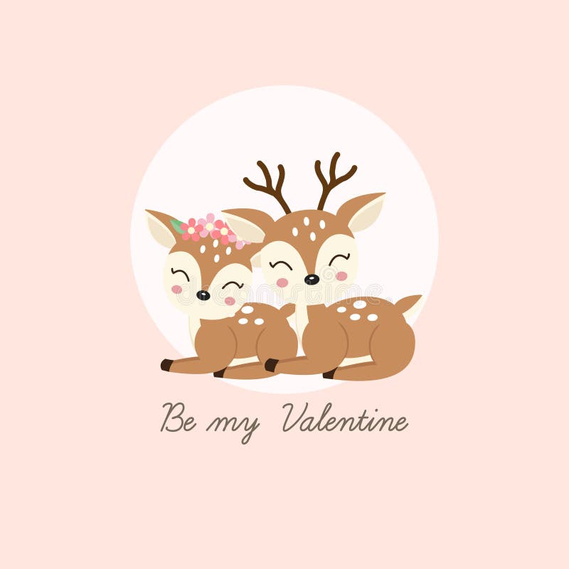Seien Sie mein Valentinsgruß Nette Paare lieb mit Blumenkrone in Blumen in der Karikaturart lizenzfreie abbildung Seien Sie mein Valentinsgruß Nette Paare lieb mit Blumenkrone in Blumen in der Karikaturart lizenzfreie abbildung