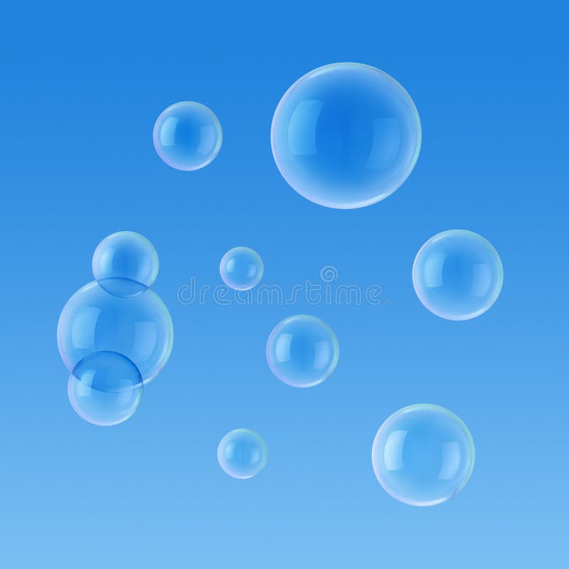 Seifenluftblasen im blauen Himmel