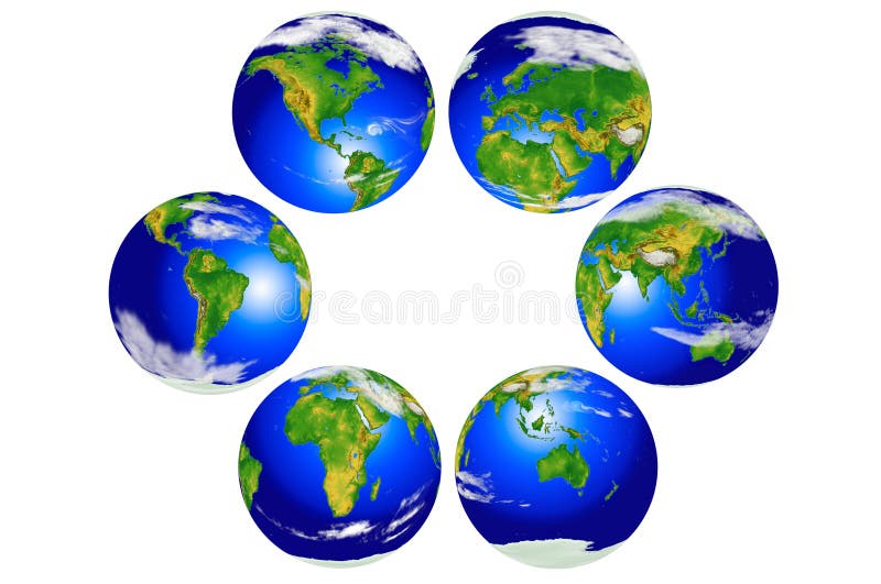 Seis globos continentais