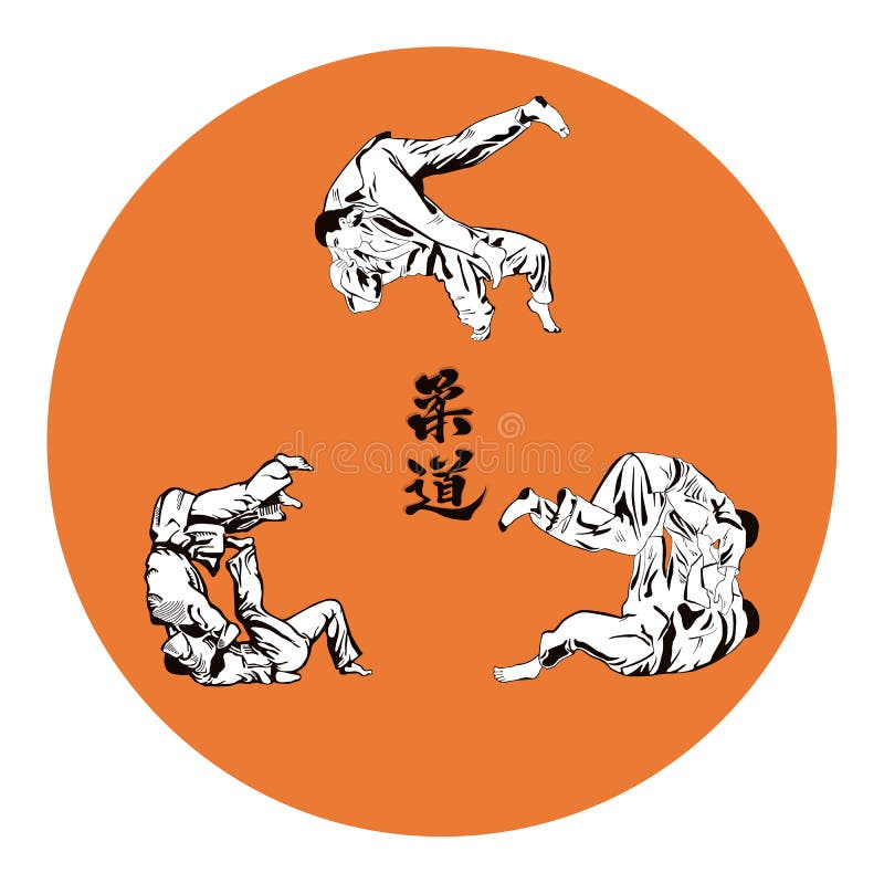 Seis judos de los luchadores stock de ilustración Seis judos de los luchadores stock de ilustración