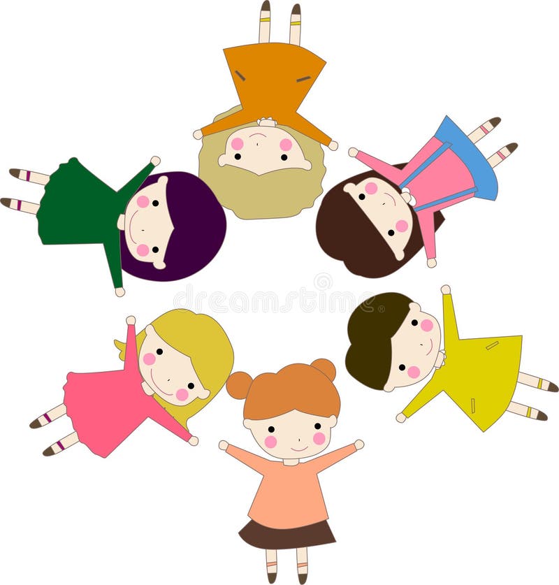 Seis crianças ilustração do vetor