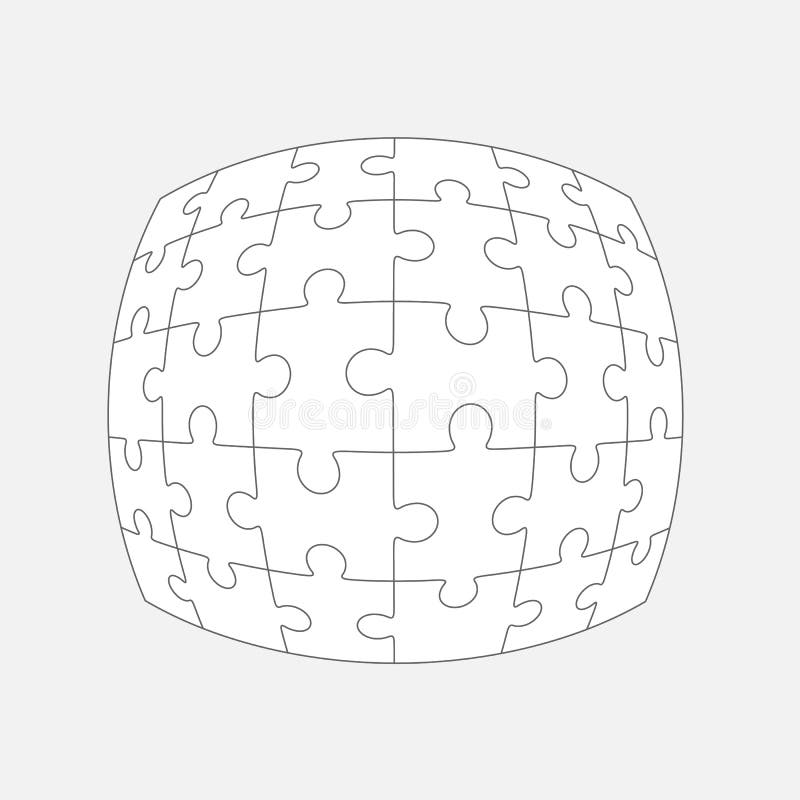 Seis piezas del rompecabezas, pedazos en blanco del vector 6x5 stock de ilustración Seis piezas del rompecabezas, pedazos en blanco del vector 6x5 stock de ilustración