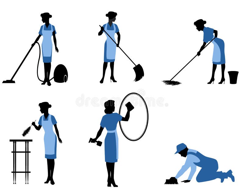 Seis trabalhadores de limpeza ilustração do vetor Seis trabalhadores de limpeza ilustração do vetor