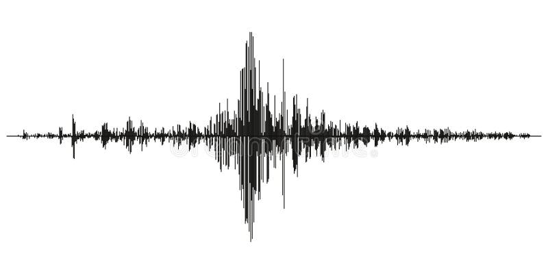 Seismogram of different seismic activity record vector illustration, earthquake wave on paper fixing, stereo audio wave diagram ba royalty free illustration
