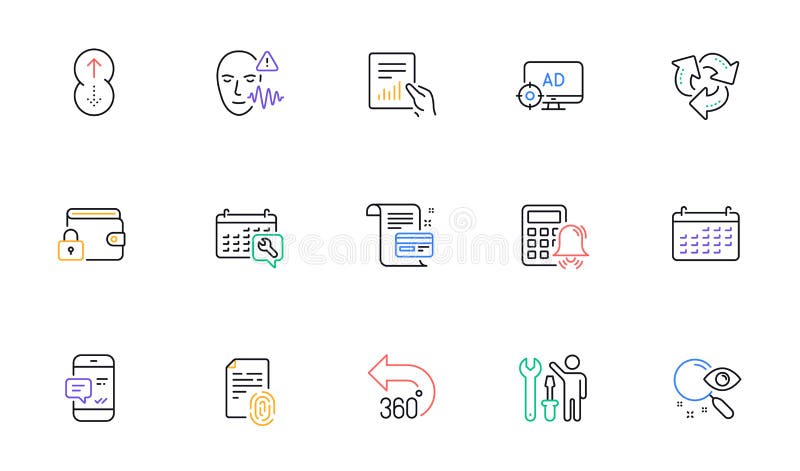 Seitenstartblock und 360°-Zeilensymbole für den Druck von Websites. für den Entwurf. Vektor lizenzfreie abbildung