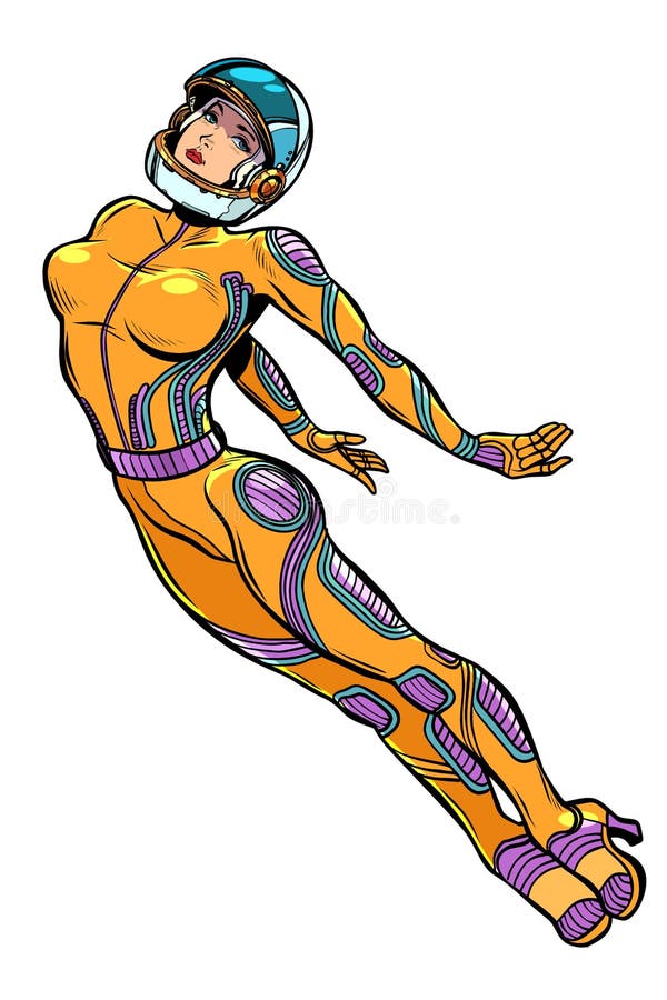 Seksownego kobieta astronauty super bohater, silna dama Feminizm żeńska władza ilustracja wektor Seksownego kobieta astronauty super bohater, silna dama Feminizm żeńska władza ilustracja wektor