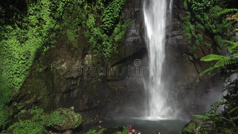 Sekumpul Waterfall in Bali with tourists, Indonesia