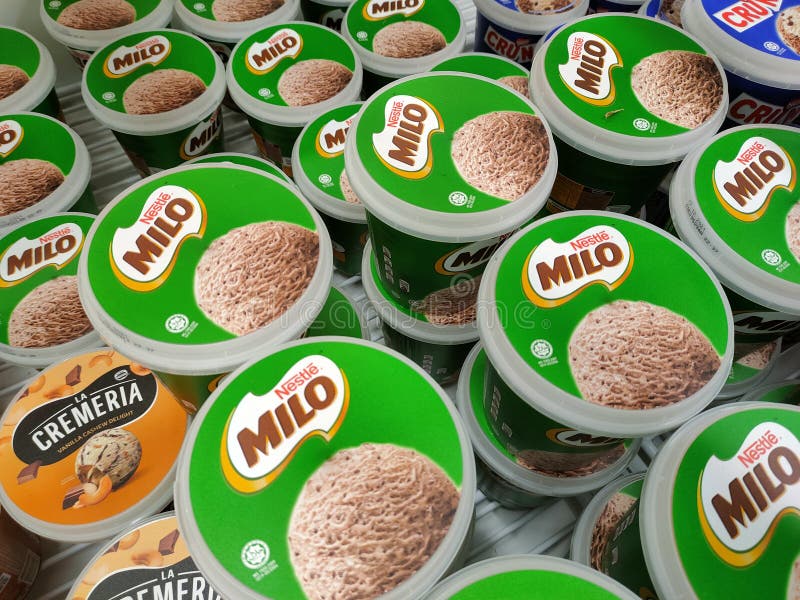 Selected Focused on Ice Cream in a Plastic Container and Displayed