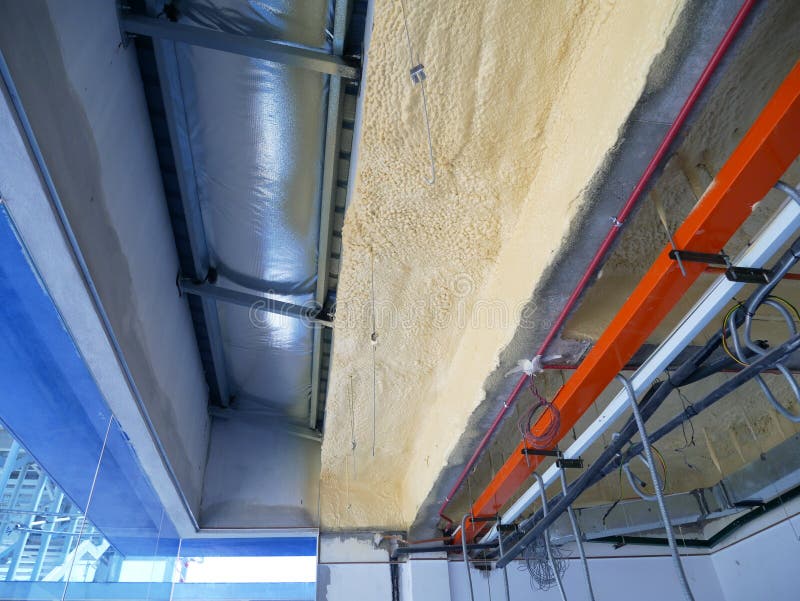 Polyurethane Insulating Foam that Has Been Sprayed and Covered the
