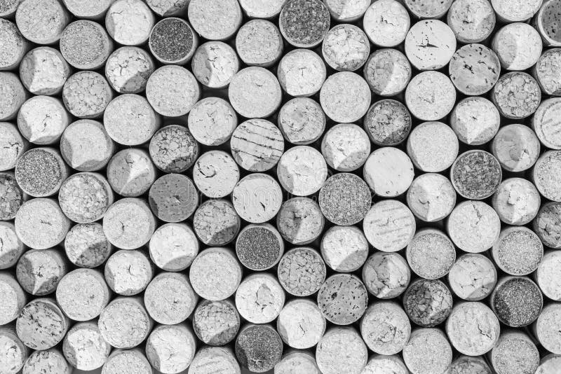 Selección aleatoria en blanco y negro de corchos de vino usados, pared de corchos usados, fondo de corchos de vino imagen de archivo libre de regalías Selección aleatoria en blanco y negro de corchos de vino usados, pared de corchos usados, fondo de corchos de vino imagen de archivo libre de regalías