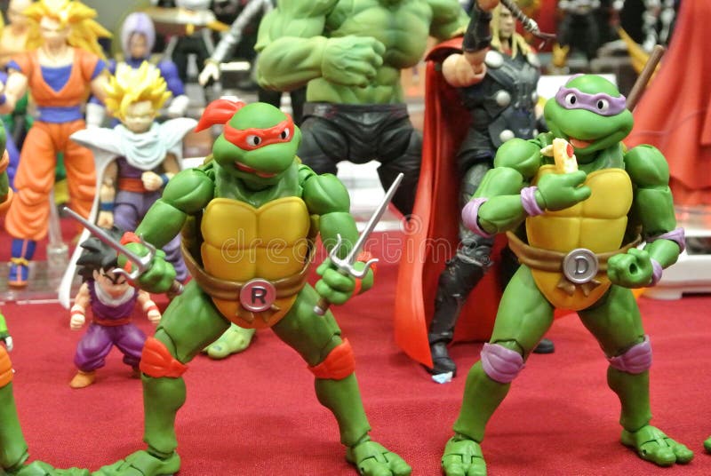 Selected focused of fictional action figure character TEENAGE MUTANT NINJA TURTLE.