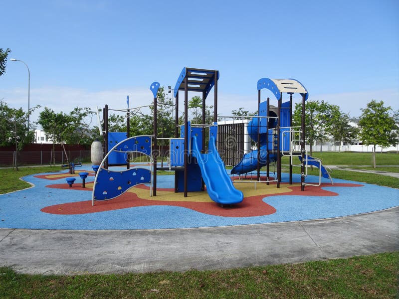 Selected focused on modern children outdoor playground in the public park. stock photography Selected focused on modern children outdoor playground in the public park. stock photography