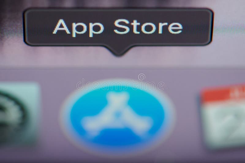 New york, USA - july 26, 2019: Selecting app store application on computer macro close up view in pixel screen