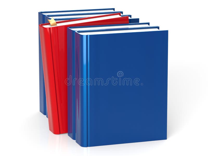 Selecting Book from Bookshelf Blank Blue Row One Red Choice Stock ...