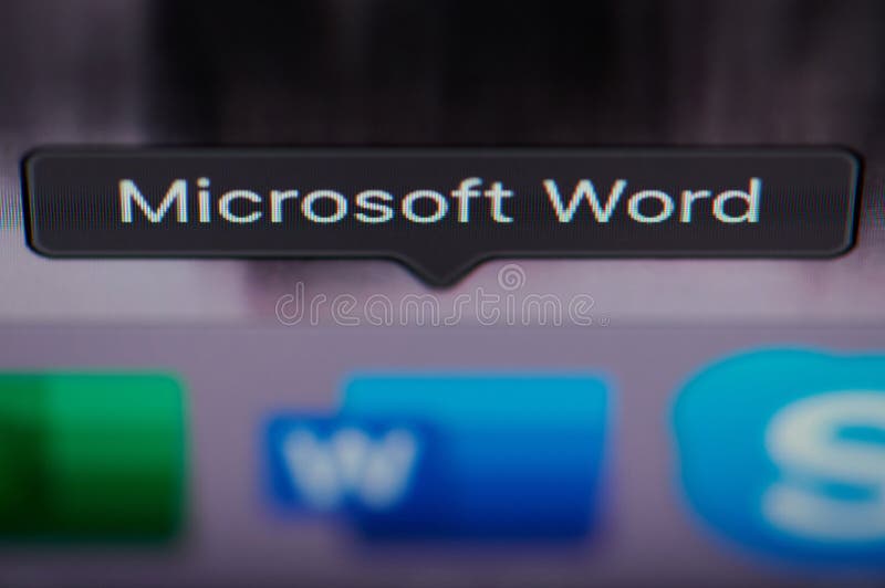 New york, USA - july 26, 2019: Selecting microsoft word application on computer macro close up view in pixel screen