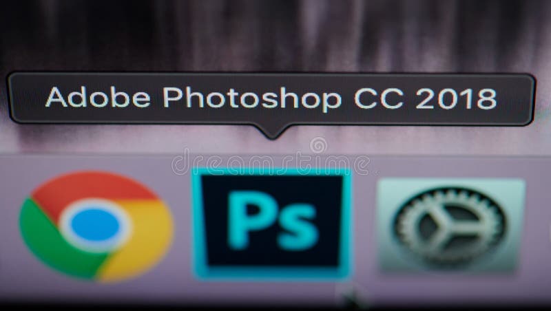New york, USA - july 26, 2019: Selecting photoshop application on computer macro close up view in pixel screen