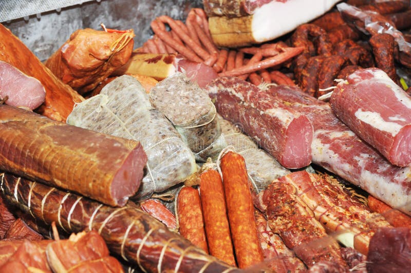 Selection of cold meat stock image. Image of heap, portion 17366893