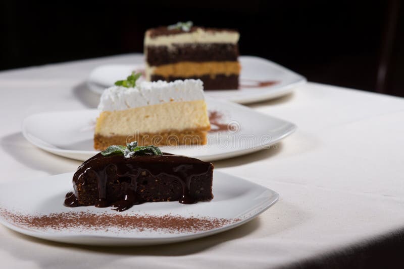 Selection of Desserts at a Restaurant Stock Image Image of creamy