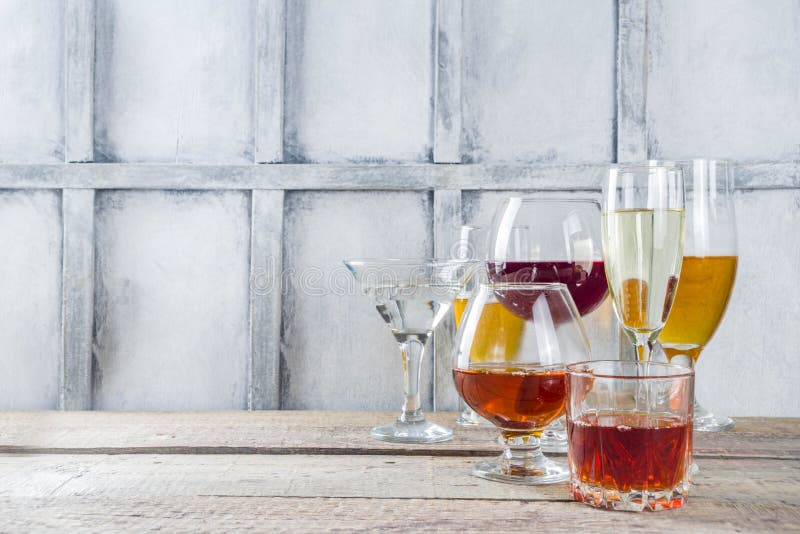 Selection of different alcoholic drinks stock photos Selection of different alcoholic drinks stock photos