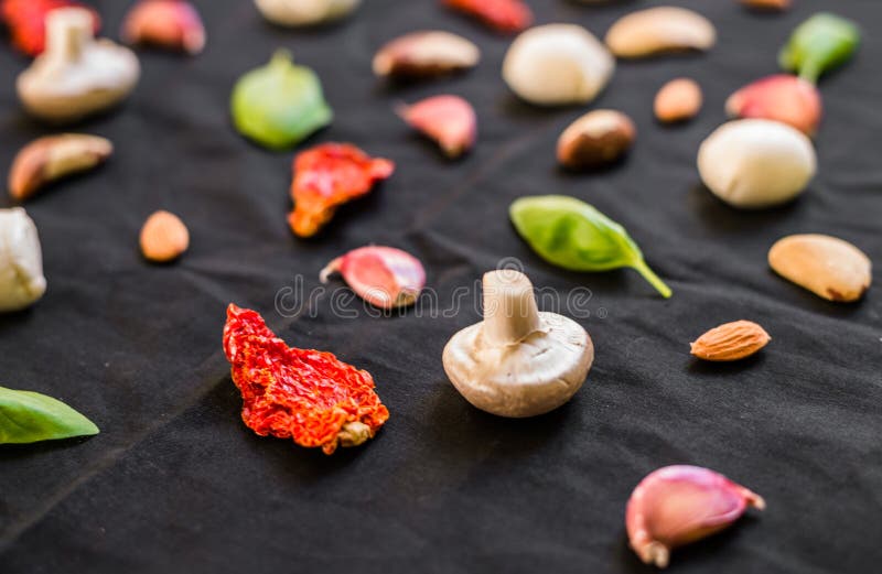 Selection of Different Italian Food Ingredients Against Black