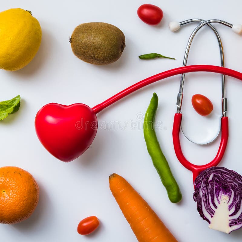 A selection of fresh vegetables for a heart healthy diet as recommended by doctors