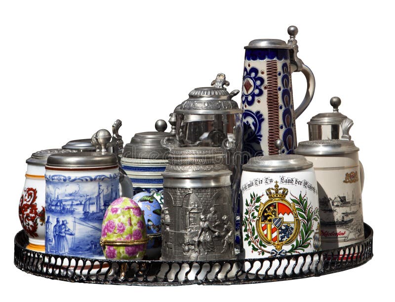 Selection of German steins royalty free stock photography