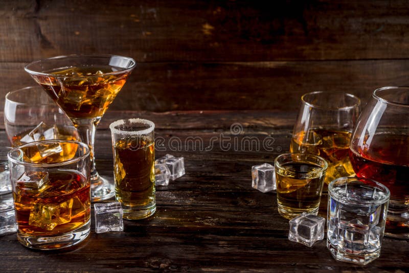 Selection of Hard Strong Alcoholic Drinks Stock Image Image of space