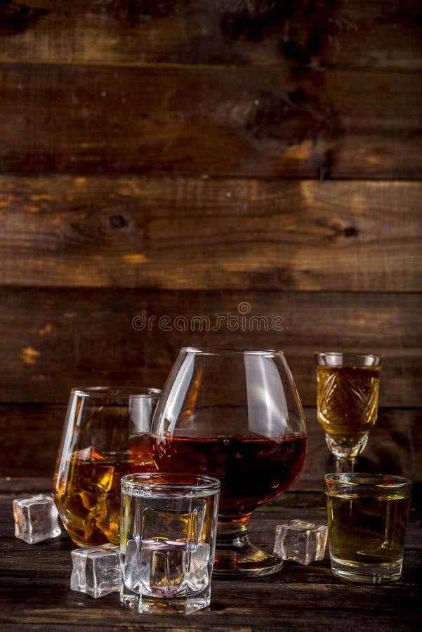 Selection of Hard Strong Alcoholic Drinks Stock Image Image of