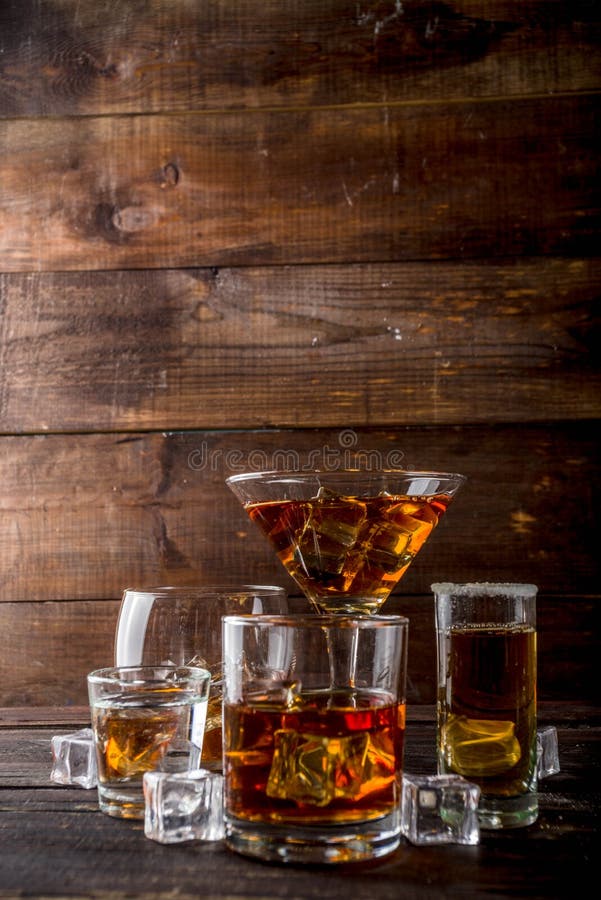 Selection of Hard Strong Alcoholic Drinks Stock Image Image of copy